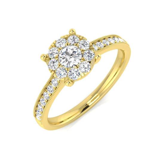 0.52ct I1/G Round cut Diamond Cluster Ring in 9k Yellow Gold