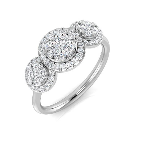 0.47ct I1/G Round cut Diamond 3 Stone Ring in 9k White Gold