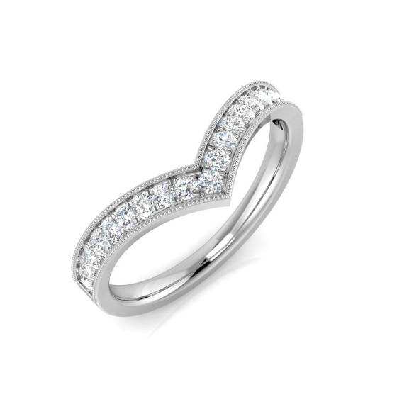 0.27ct SI2/G Round cut Diamond Wishbone Ring in 18k White Gold