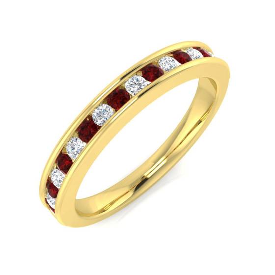 0.40ct SI2/G Round cut Ruby Gemstone Ring in 18k Yellow Gold