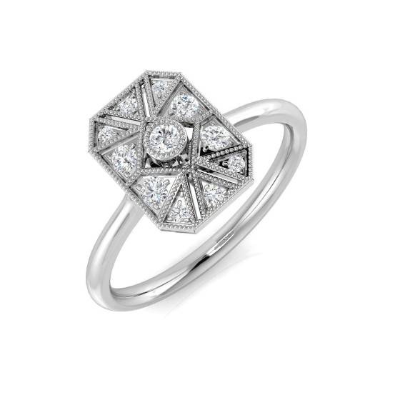 0.18ct SI2/G Round cut Diamond Vintage Ring in 9k White Gold