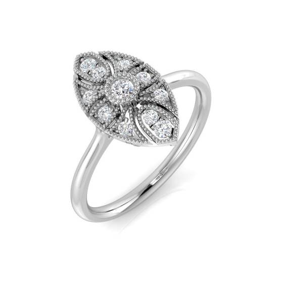 0.20ct SI2/G Round cut Diamond Vintage Ring in 9k White Gold