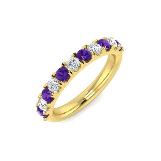 0.68ct SI2/G Round cut Amethyst Gemstone Ring in 9k Yellow Gold