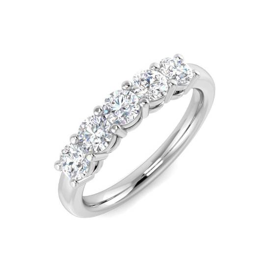 0.75ct I1/G Round cut Diamond 5 Stone Ring in Platinum