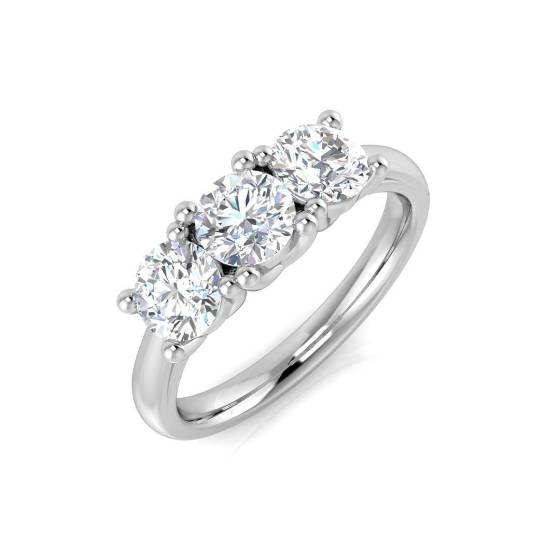 1.56ct SI2/G Round cut Diamond 3 Stone Ring in 18k White Gold