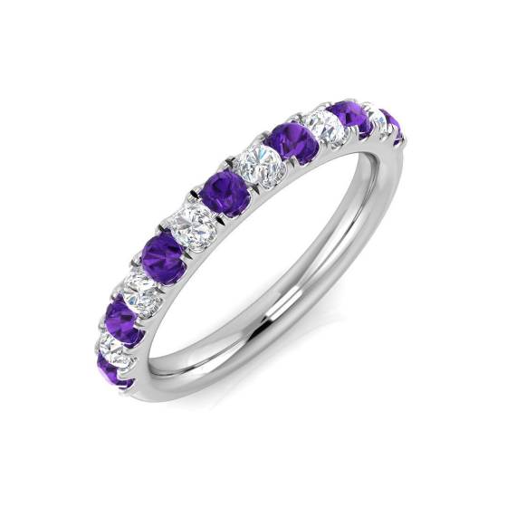 0.49ct SI2/G Round cut Amethyst Gemstone Ring in 9k White Gold