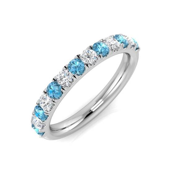 0.65ct SI2/G Round cut Blue Topaz Gemstone Ring in 9k White Gold