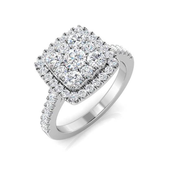 1.06ct I1/G Round cut Diamond Cluster Ring in 9k White Gold