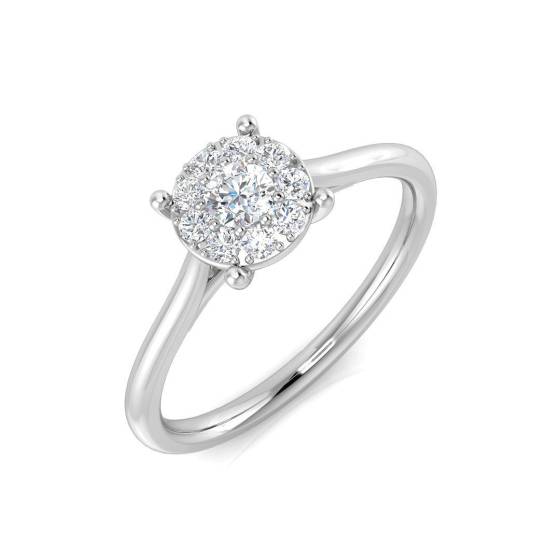 0.32ct I1/G Round cut Diamond Cluster Ring in 9k White Gold