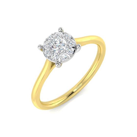 0.32ct SI2/G Round cut Diamond Cluster Ring in 9k Yellow Gold