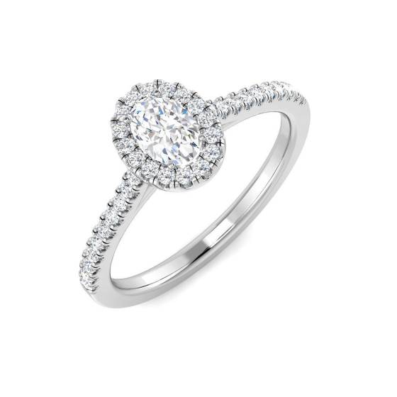 0.20ct SI1/G Oval cut Diamond Halo Ring in Platinum