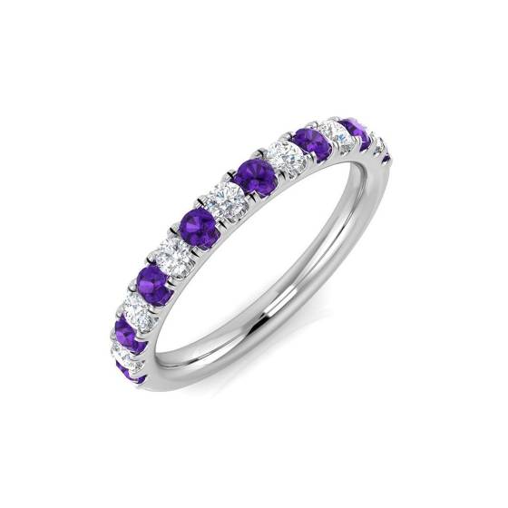 0.45ct SI2/G Round cut Amethyst Gemstone Ring in 9k White Gold