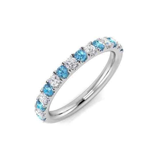 0.52ct SI2/G Round cut Blue Topaz Gemstone Ring in 9k White Gold