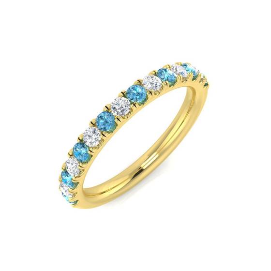 0.52ct SI2/G Round cut Blue Topaz Gemstone Ring in 9k Yellow Gold