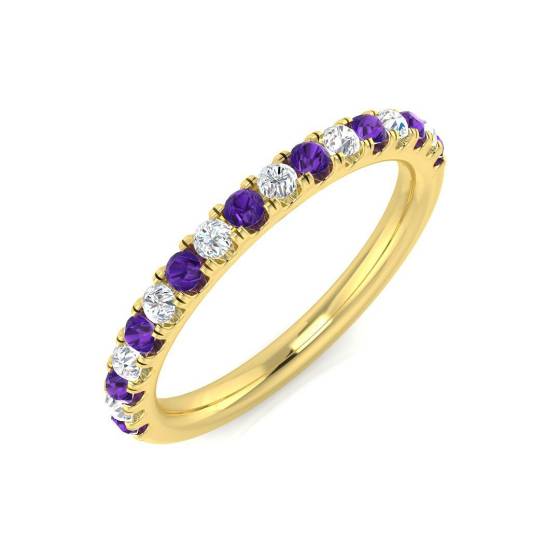 0.37ct SI2/G Round cut Amethyst Gemstone Ring in 9k Yellow Gold