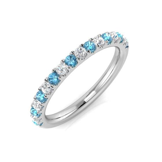 0.45ct SI2/G Round cut Blue Topaz Gemstone Ring in 9k White Gold