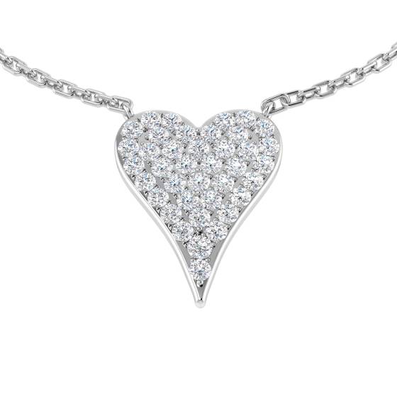 0.34ct SI2/G Round cut Diamond Heart Necklace in 18k White Gold