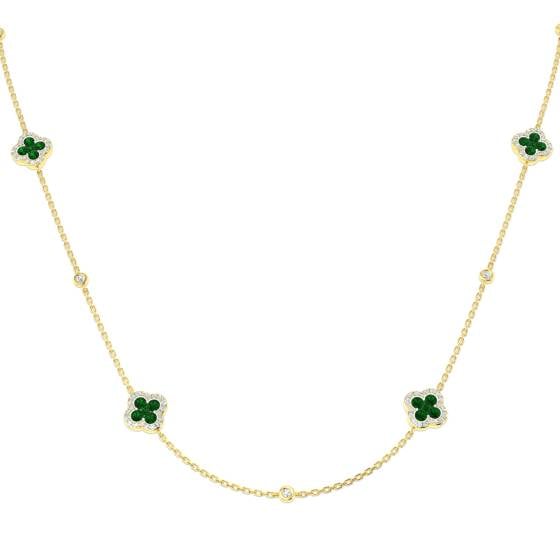 1.43ct SI2/G Round cut Emerald Gemstone Necklace in 18k Yellow Gold