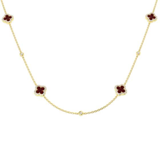 1.75ct SI2/G Round cut Ruby Gemstone Necklace in 9k Yellow Gold