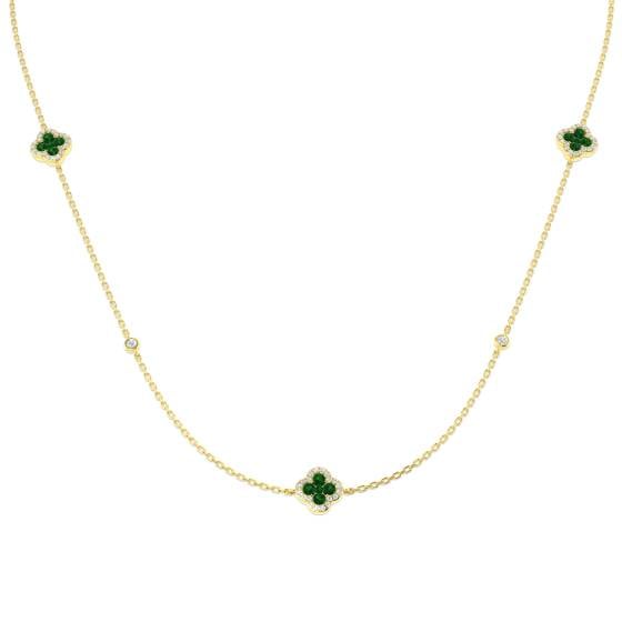 2.30ct SI2/G Round cut Emerald Gemstone Necklace in 18k Yellow Gold