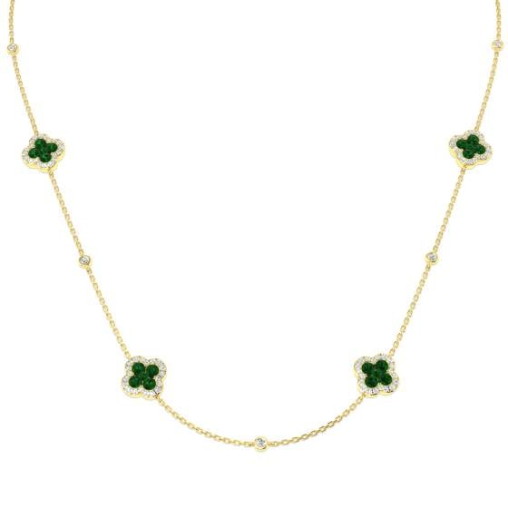 2.55ct SI2/G Round cut Emerald Gemstone Necklace in 18k Yellow Gold