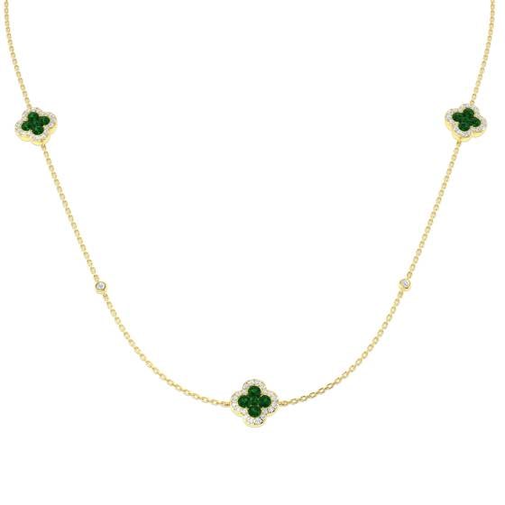 5.05ct SI2/G Round cut Emerald Gemstone Necklace in 18k Yellow Gold