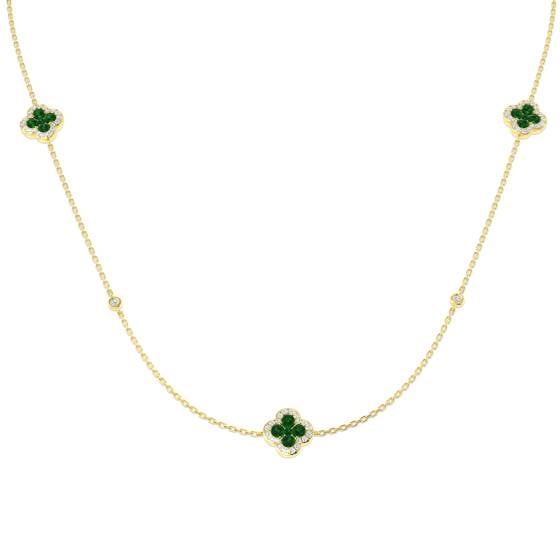 2.14ct SI2/G Round cut Emerald Gemstone Necklace in 18k Yellow Gold