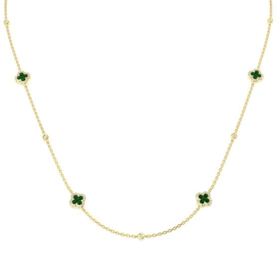 0.77ct SI2/G Round cut Emerald Gemstone Necklace in 18k Yellow Gold