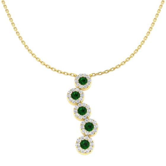 0.67ct SI2/G Round cut Emerald Gemstone Necklace in 18k Yellow Gold