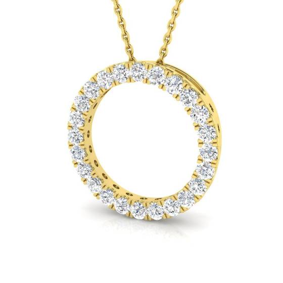 0.75ct SI2/G Round cut Diamond Circle of Life Pendant in 18k Yellow Gold