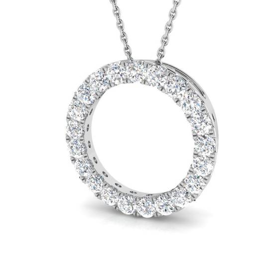 1.02ct SI2/G Round cut Diamond Circle of Life Pendant in 18k White Gold