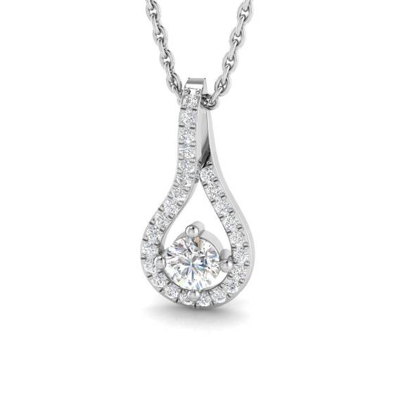 0.15ct SI2/G Round cut Diamond Drop Pendant in 18k White Gold