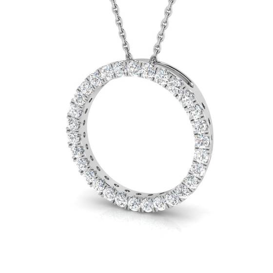 0.54ct SI2/G Round cut Diamond Circle of Life Pendant in 18k White Gold