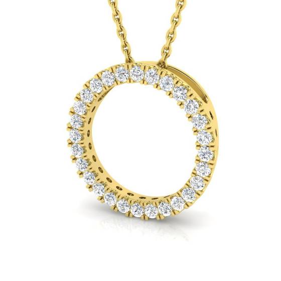 0.25ct SI2/G Round cut Diamond Circle of Life Pendant in 9k Yellow Gold