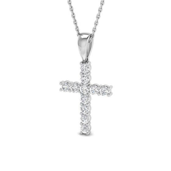 0.49ct I1/G Round cut Diamond Cross Pendant in 9k White Gold