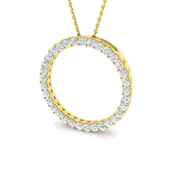 1.00ct SI2/G Round cut Diamond Circle of Life Pendant in 18k Yellow Gold