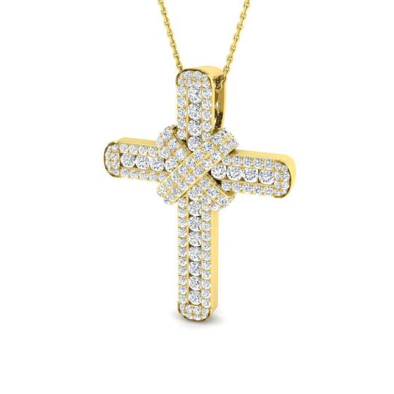 2.22ct SI2/G Round cut Diamond Cross Pendant in 9k Yellow Gold