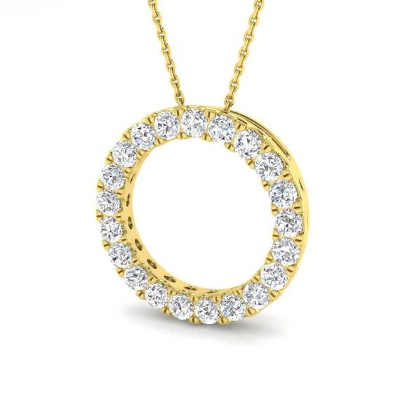 1.48ct SI2/G Round cut Diamond Circle of Life Pendant in 18k Yellow Gold