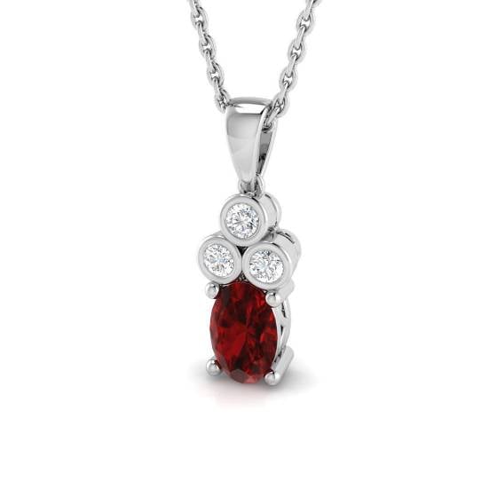 0.59ct SI2/G Oval cut Ruby Gemstone Pendant in 18k White Gold