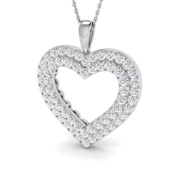 1.91ct SI2/G Round cut Diamond Heart Pendant in 18k White Gold