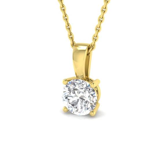 1.01ct I2/H Round cut Diamond Solitaire Pendant in 18k Yellow Gold