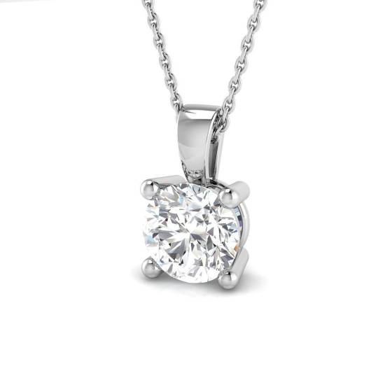 0.65ct SI1/G Round cut Diamond Solitaire Pendant in 18k White Gold