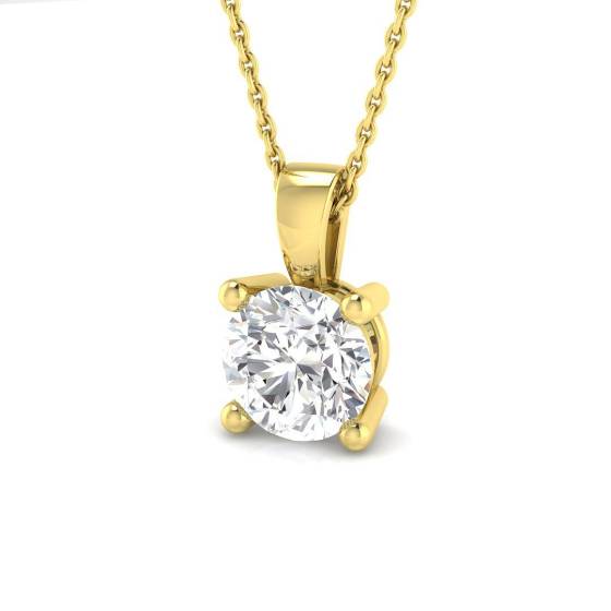 0.65ct SI2/G Round cut Diamond Solitaire Pendant in 18k Yellow Gold