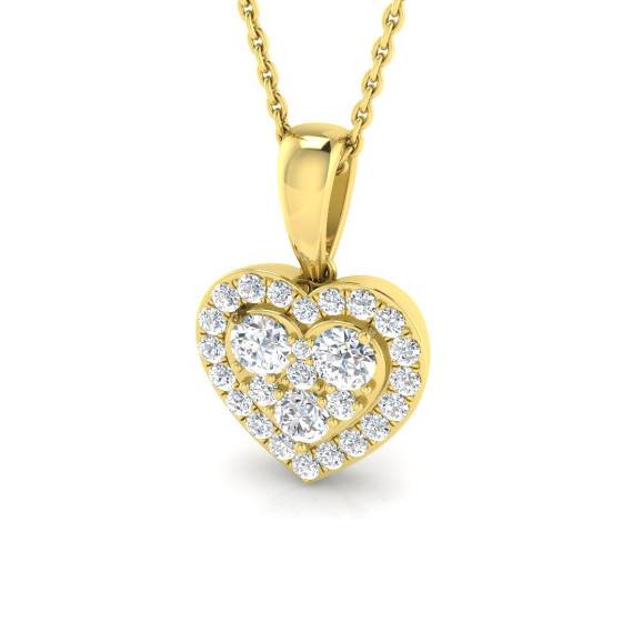 0.61ct SI2/G Round cut Diamond Heart Pendant in 9k Yellow Gold