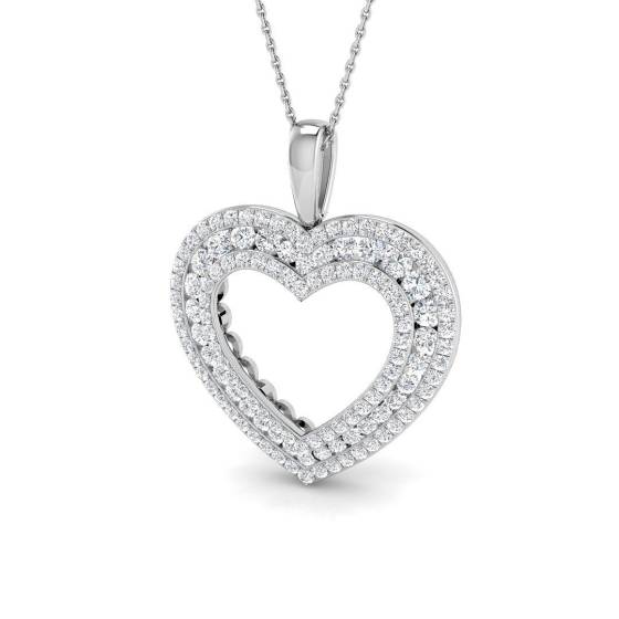 1.99ct SI2/G Round cut Diamond Heart Pendant in 9k White Gold