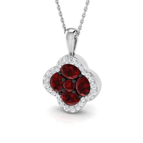 2.32ct SI2/G Oval cut Ruby Gemstone Pendant in 18k White Gold