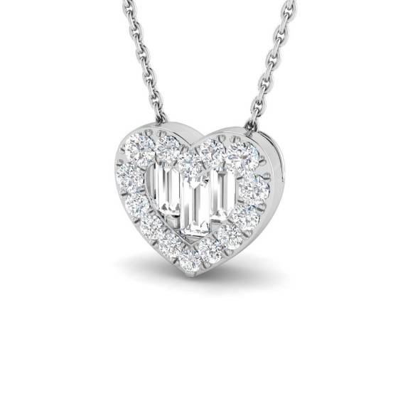 0.48ct SI2/G Round cut Diamond Heart Pendant in 9k White Gold