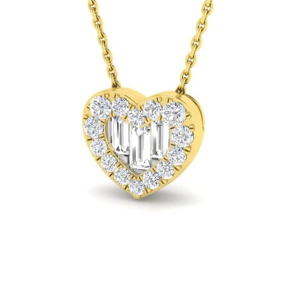 0.48ct SI2/G Round cut Diamond Heart Pendant in 9k Yellow Gold