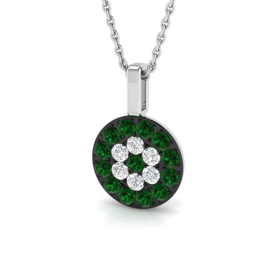 0.50ct SI2/G Round cut Emerald Gemstone Pendant in 9k White Gold