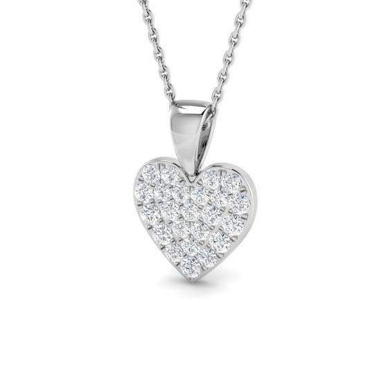 0.40ct SI2/G Round cut Diamond Heart Pendant in 9k White Gold